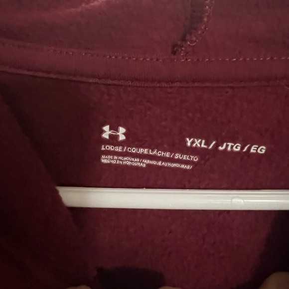 UNDER ARMOUR Project Rock Blood Sweat Respect Maroon and Orange Hoodie Kids XL - Picture 4 of 5